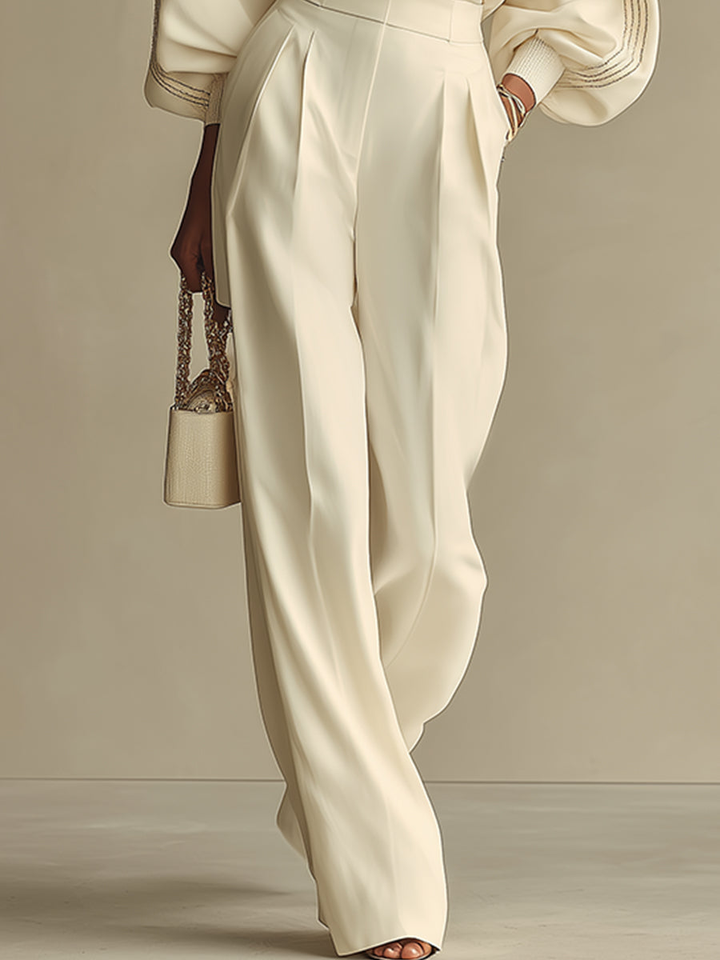 Hannah | Ribbed Set with Wide Pants
