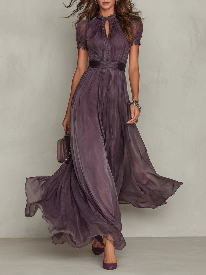 Flavia | Elegant Purple Keyhole Maxi Dress