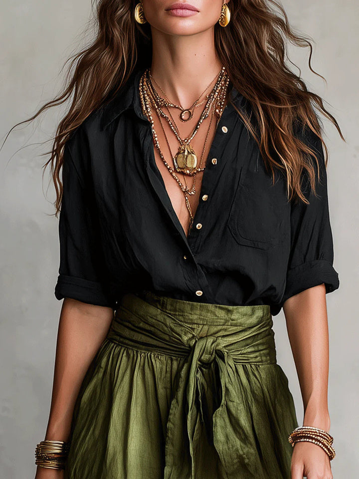 River | Two-Piece Shirt & Midi Skirt Set