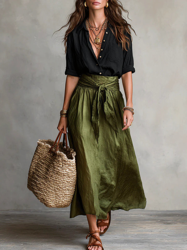 River | Two-Piece Shirt & Midi Skirt Set