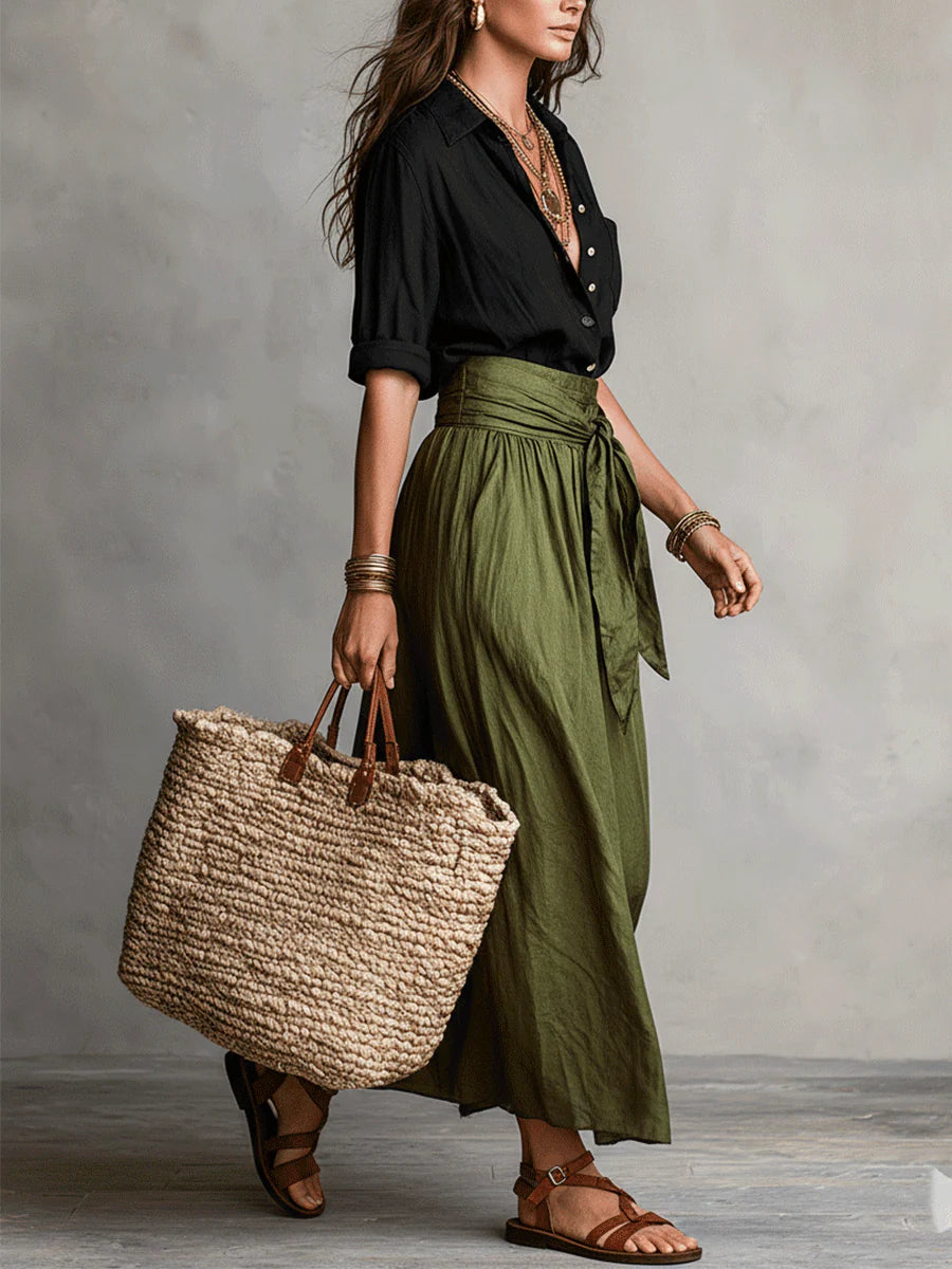 River | Two-Piece Shirt & Midi Skirt Set