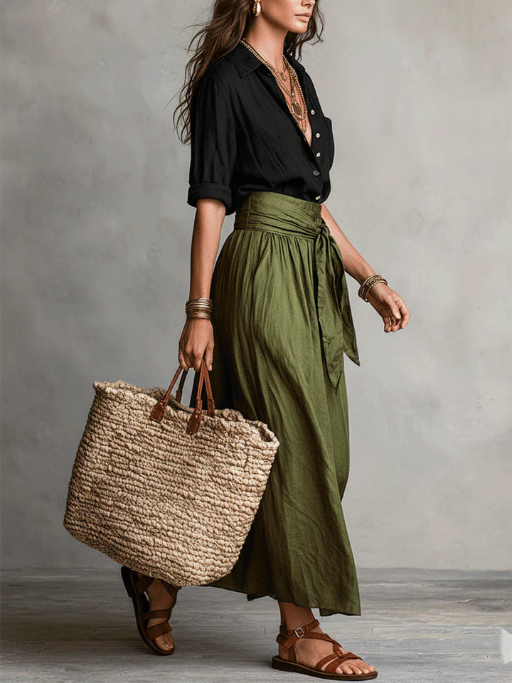 River | Two-Piece Shirt & Midi Skirt Set