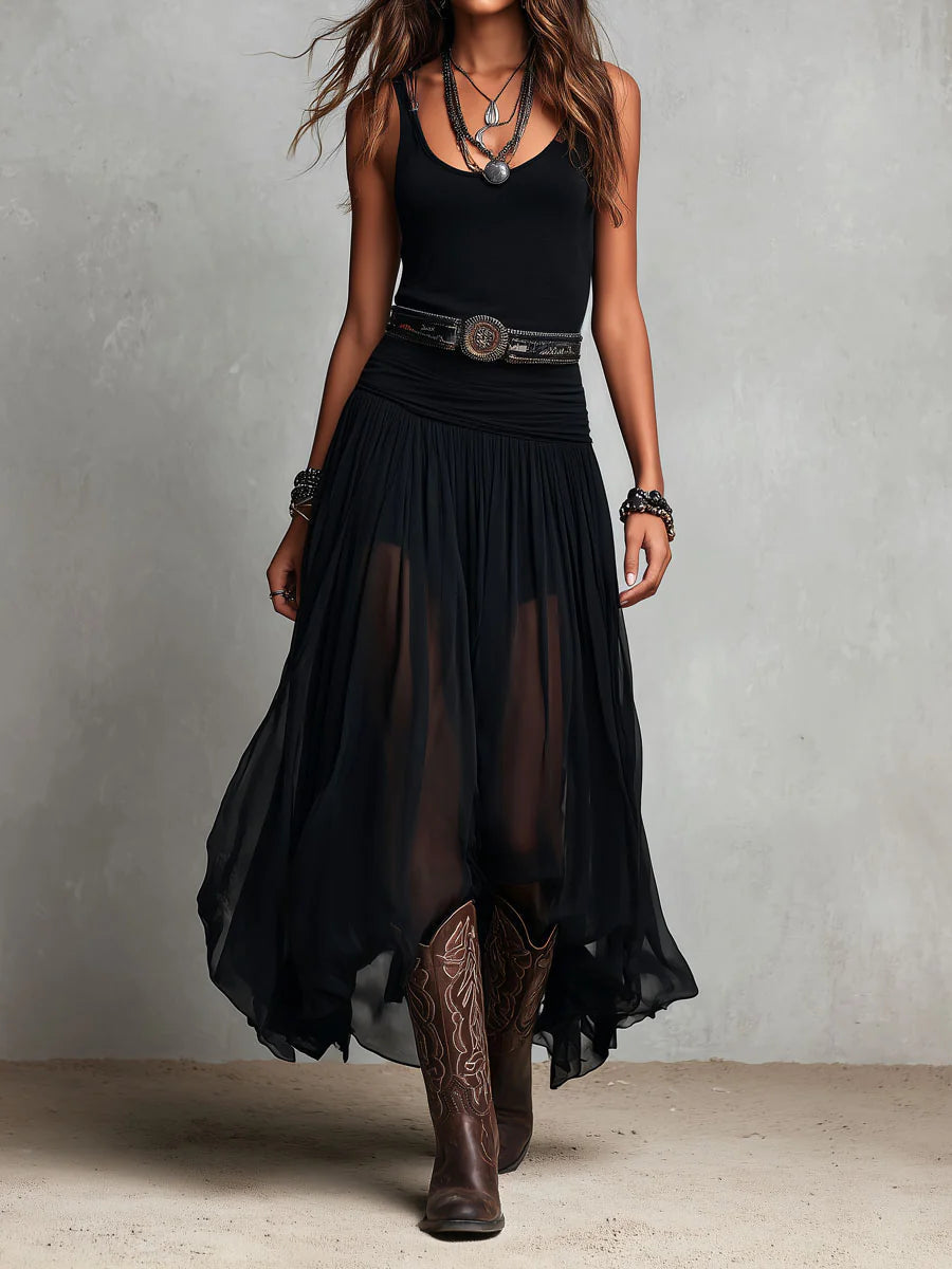 Black Belted Maxi Dress