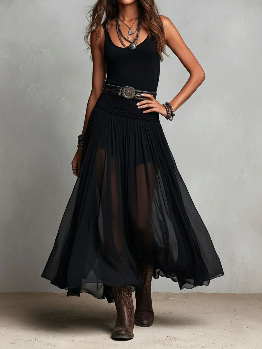 Black Belted Maxi Dress
