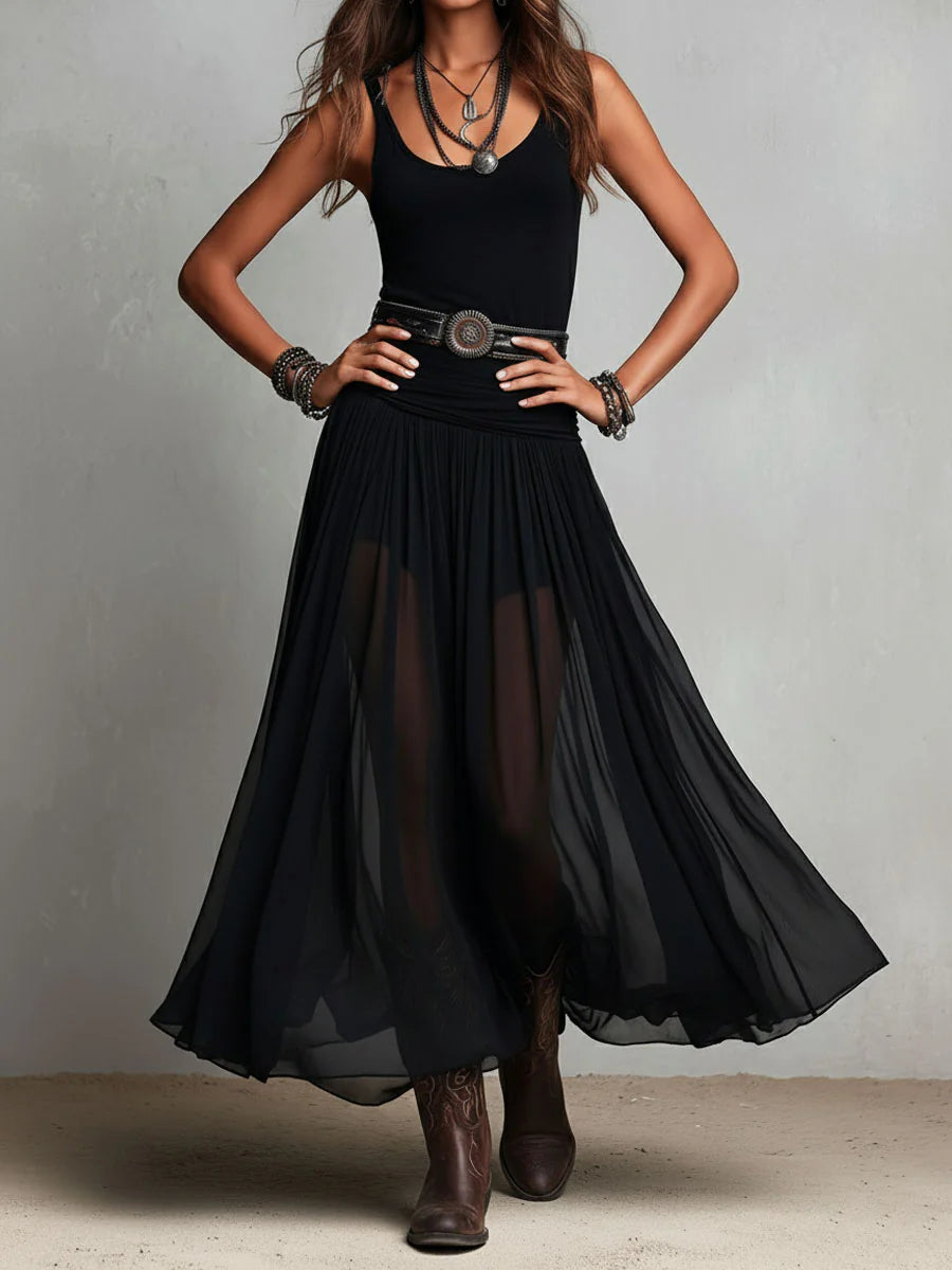 Black Belted Maxi Dress