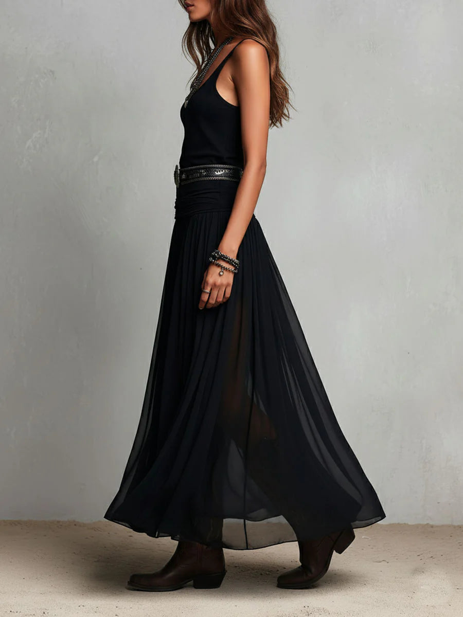 Black Belted Maxi Dress