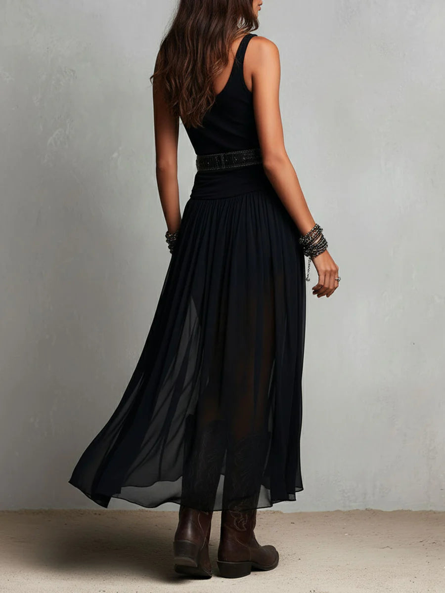 Black Belted Maxi Dress