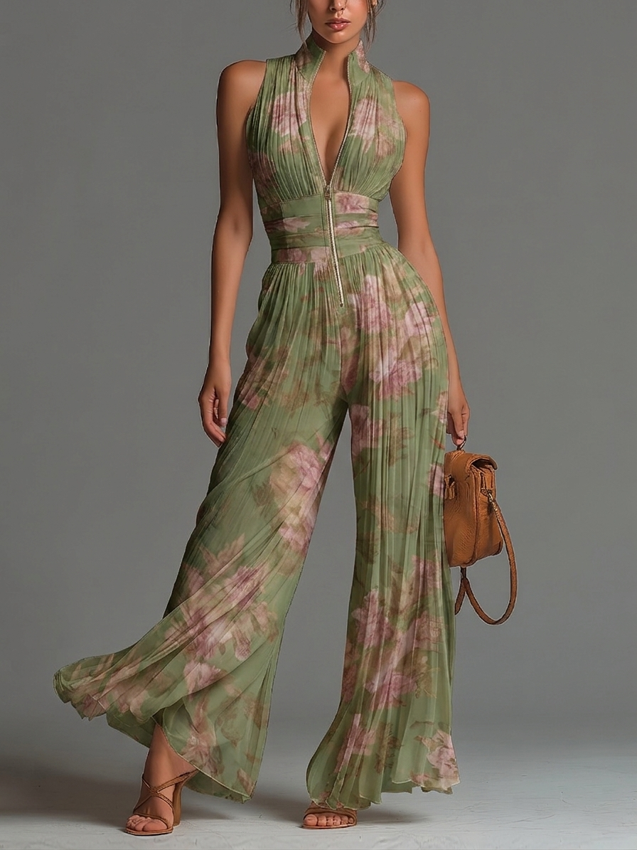 Odette™ | V-Neck Wide-Leg Jumpsuit