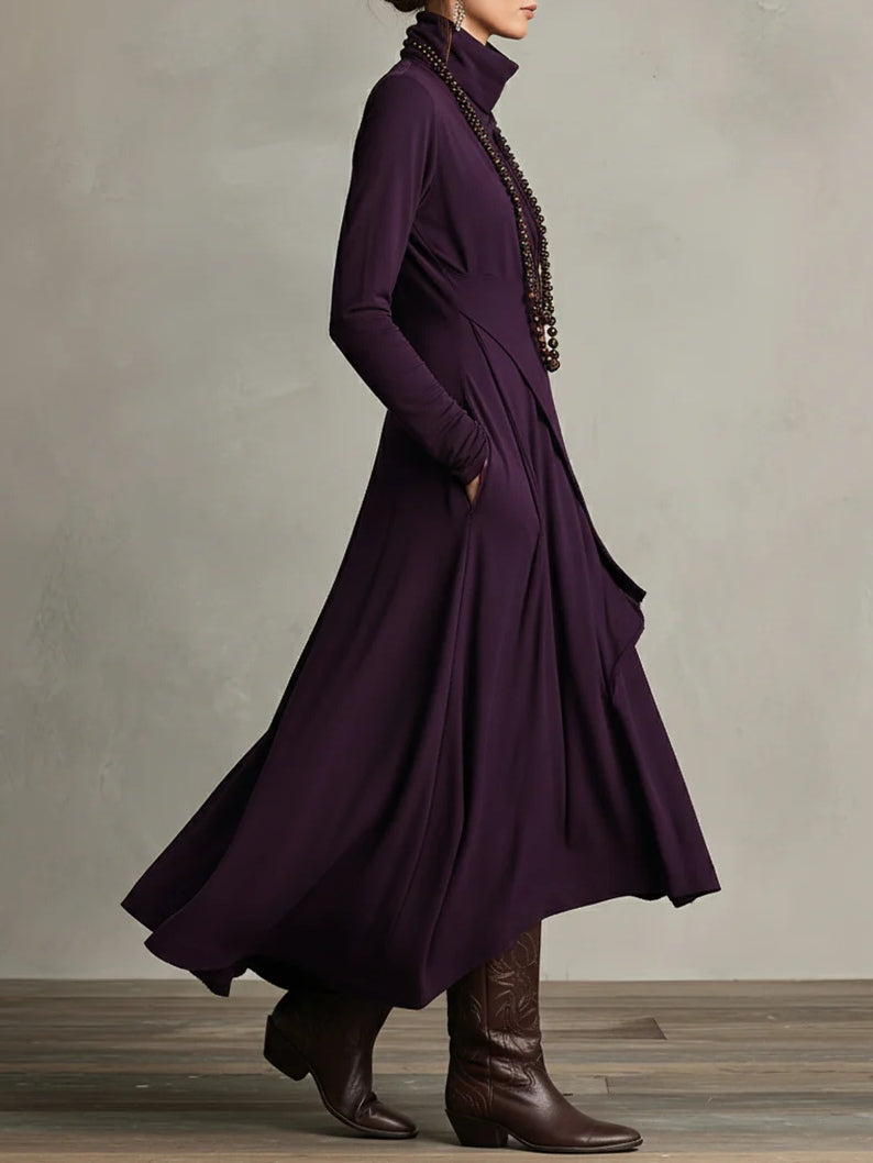 Arielle™ | Vintage Asymmetrical Turtleneck Dress