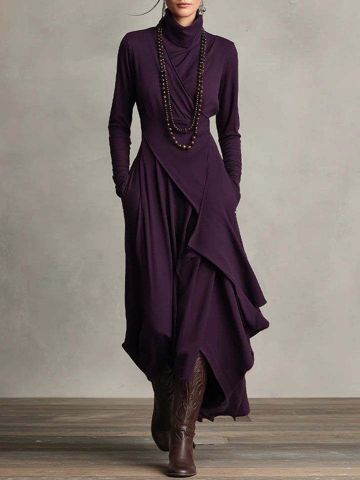 Arielle™ | Vintage Asymmetrical Turtleneck Dress