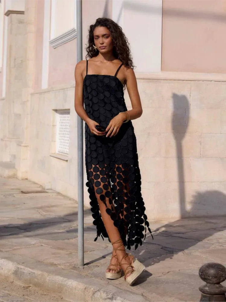 Coralie | The Statement Circle Maxi Dress - Black