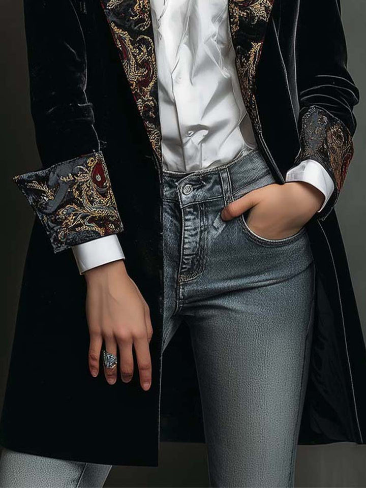 Black Baroque Print Blazer