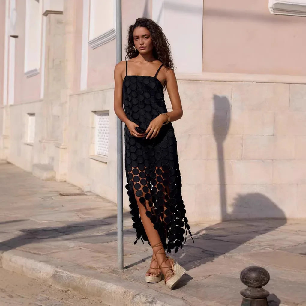 Coralie | The Statement Circle Maxi Dress - Black
