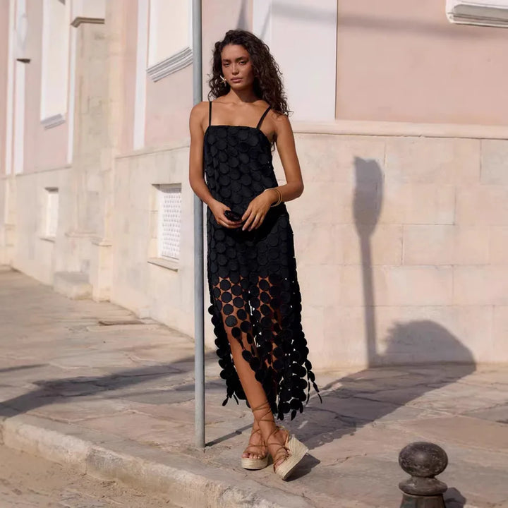 Coralie | The Statement Circle Maxi Dress - Black
