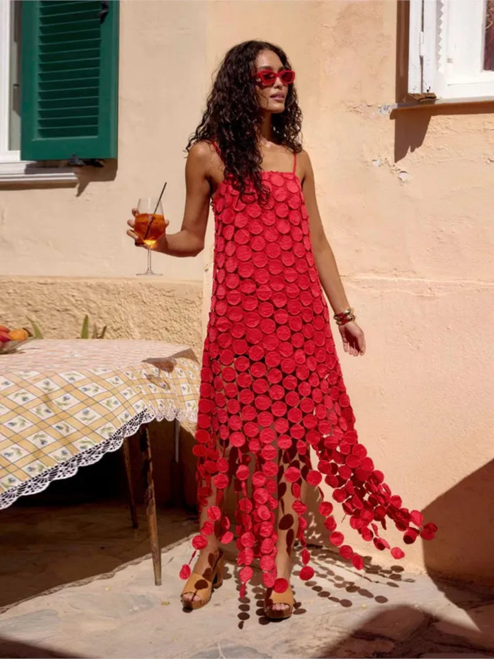 Coralie | The Statement Circle Maxi Dress - Red