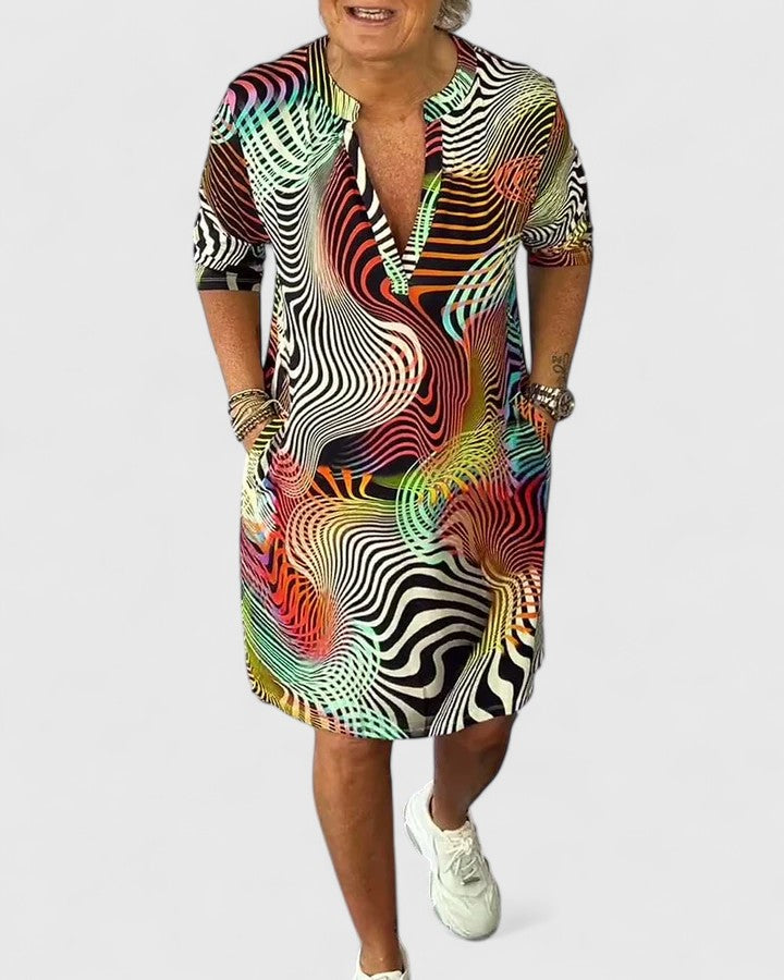 Eleri |  Leaf Print V-neck Dress