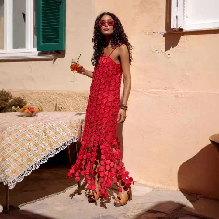 Coralie | The Statement Circle Maxi Dress - Red