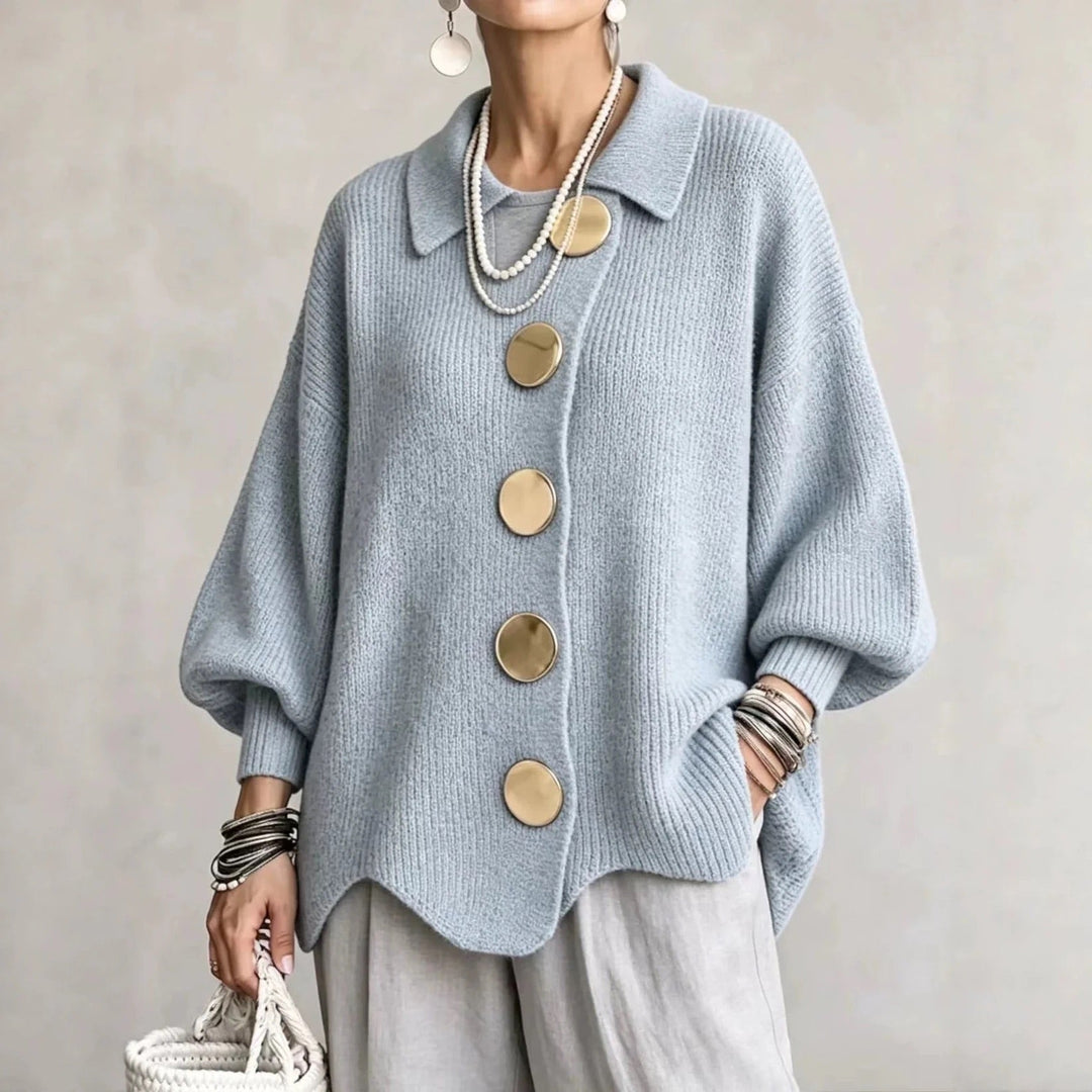 Karina | Oversized Collared Button Cardigan