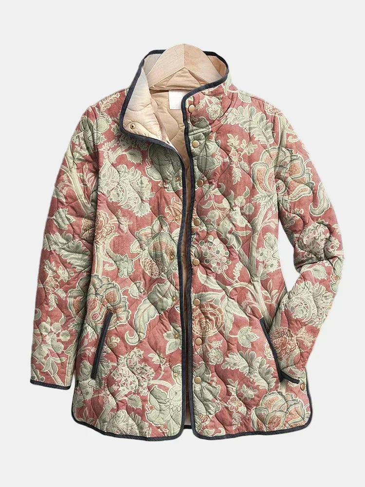 Naya | Delicate Vintage Floral Print Quilted Jacket