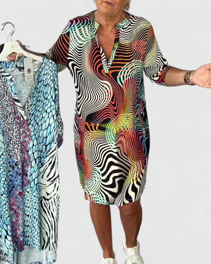 Eleri |  Leaf Print V-neck Dress