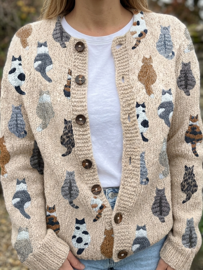 Bramley | The Cat-Print Cardigan
