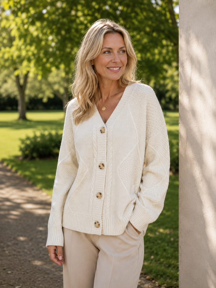 Cable Knit Button-Front Cardigan - Classic Knit Sweater