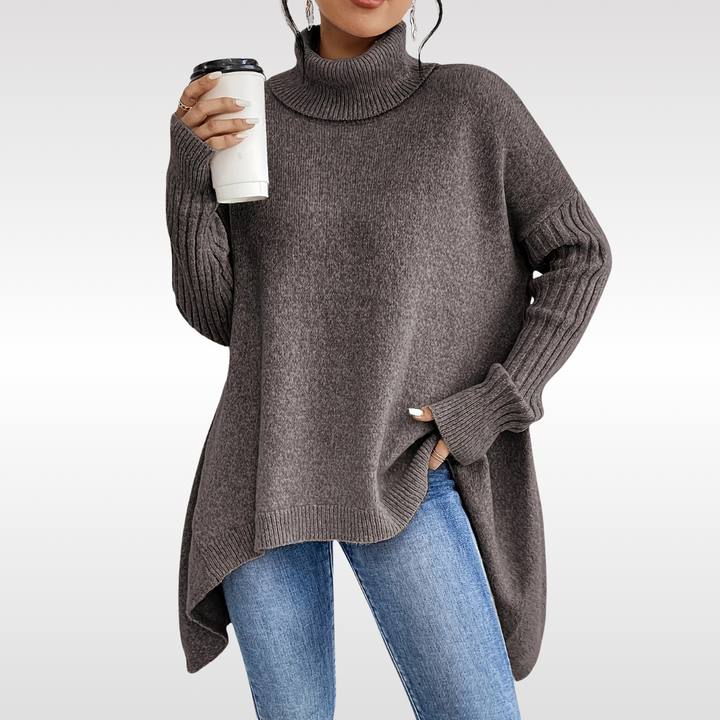 Lena Elegant Turtleneck Sweater - Light Brown