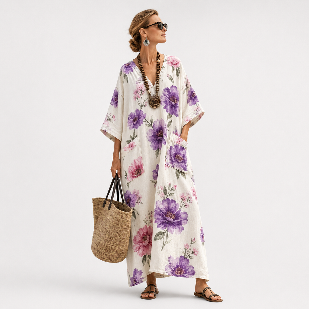 Ophelie | Violet Floral Kaftan