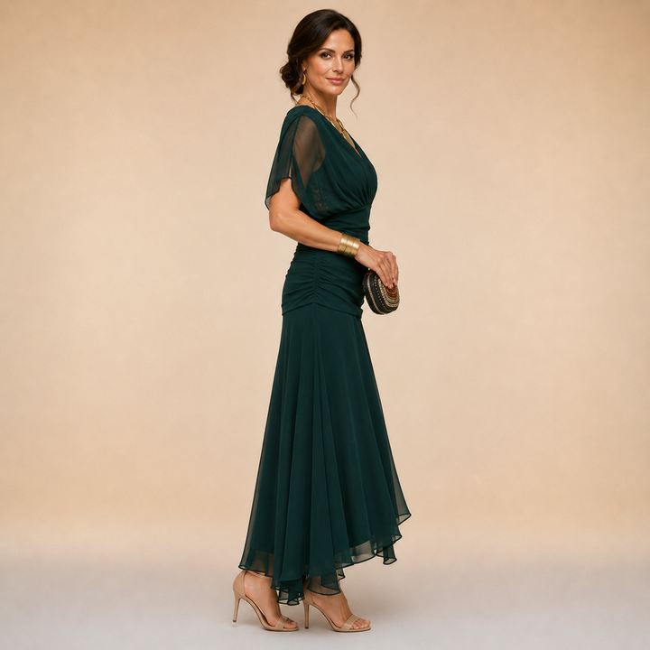Madeline™ Draped Sleeve Evening Gown