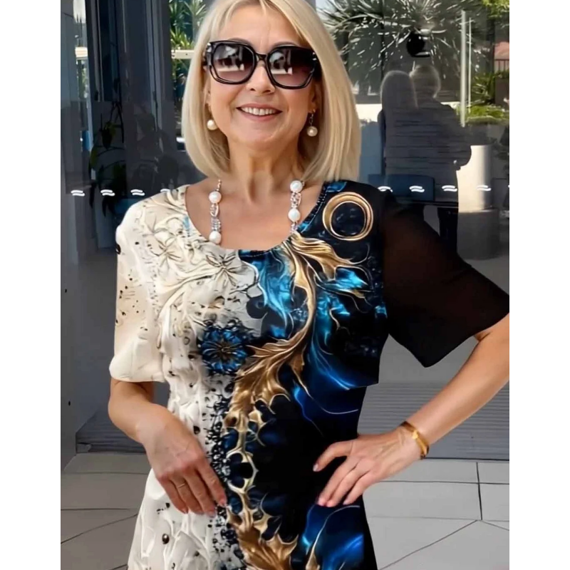 Lucy | Elegant Print Midi Dress