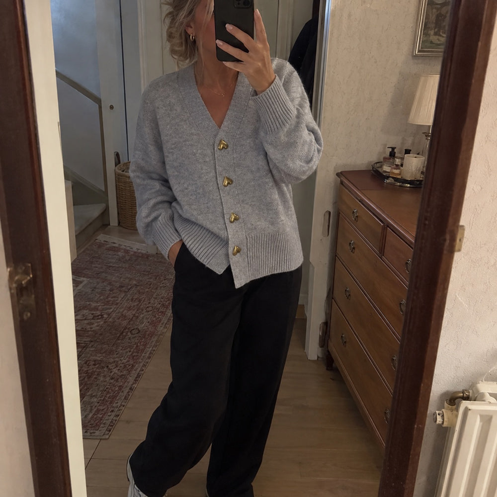 review grey cardigan