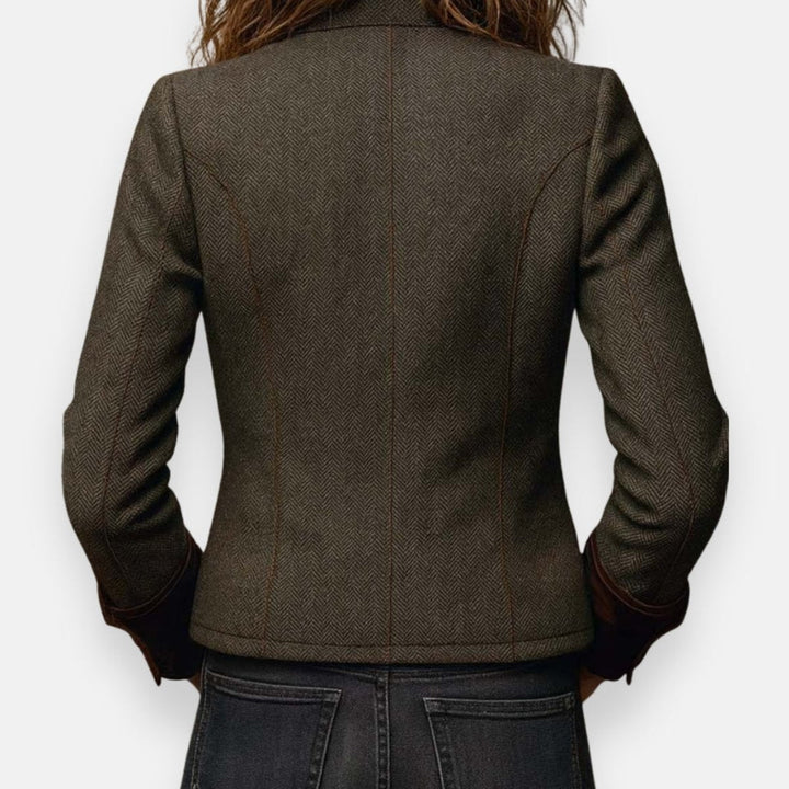 Victoria | Women's Herringbone Military-Style Jacket Gold Button